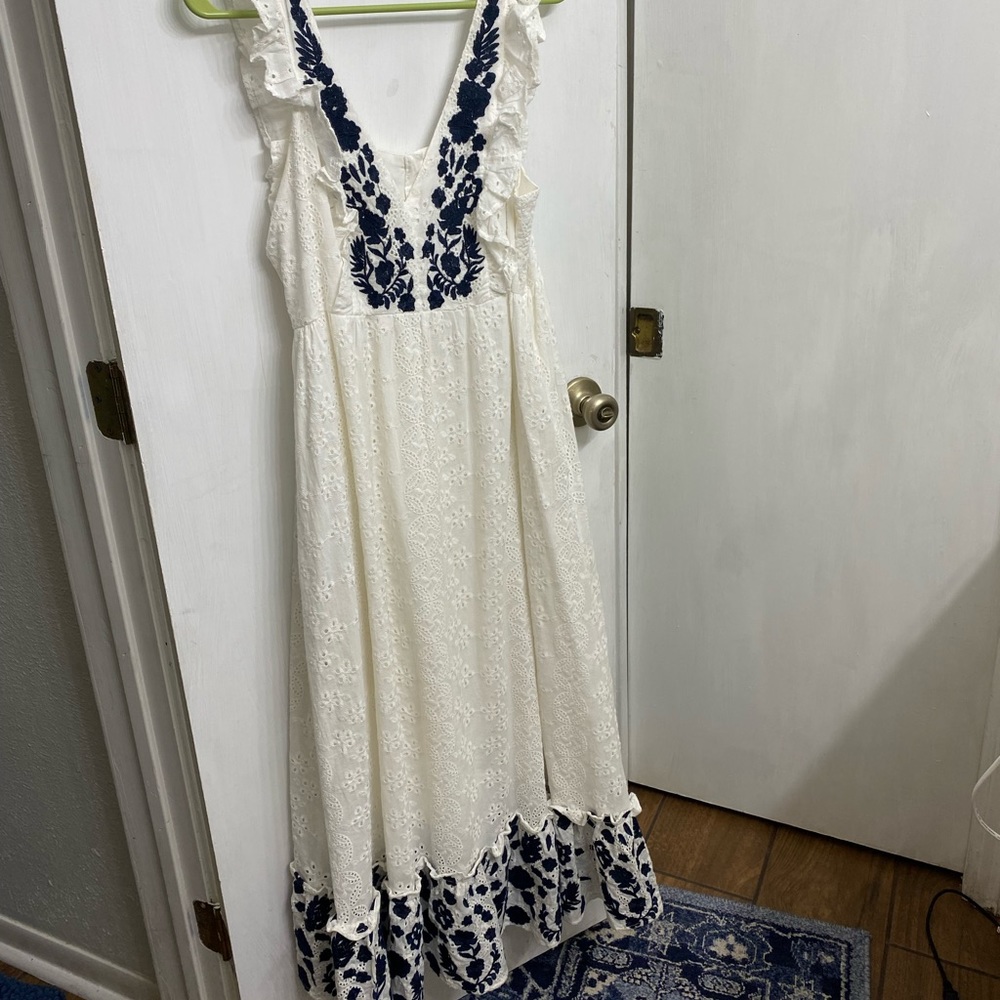 Blue and white dress from anthro